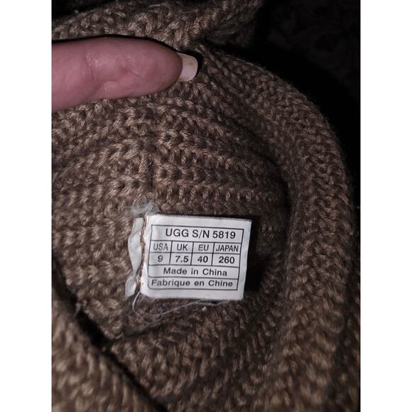 UGG brown knit fold over mid calf boots sz 9 - Picture 3 of 6